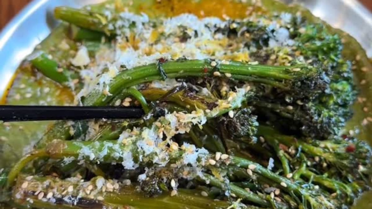 Charred Broccolini with Walnut Herb Sauce