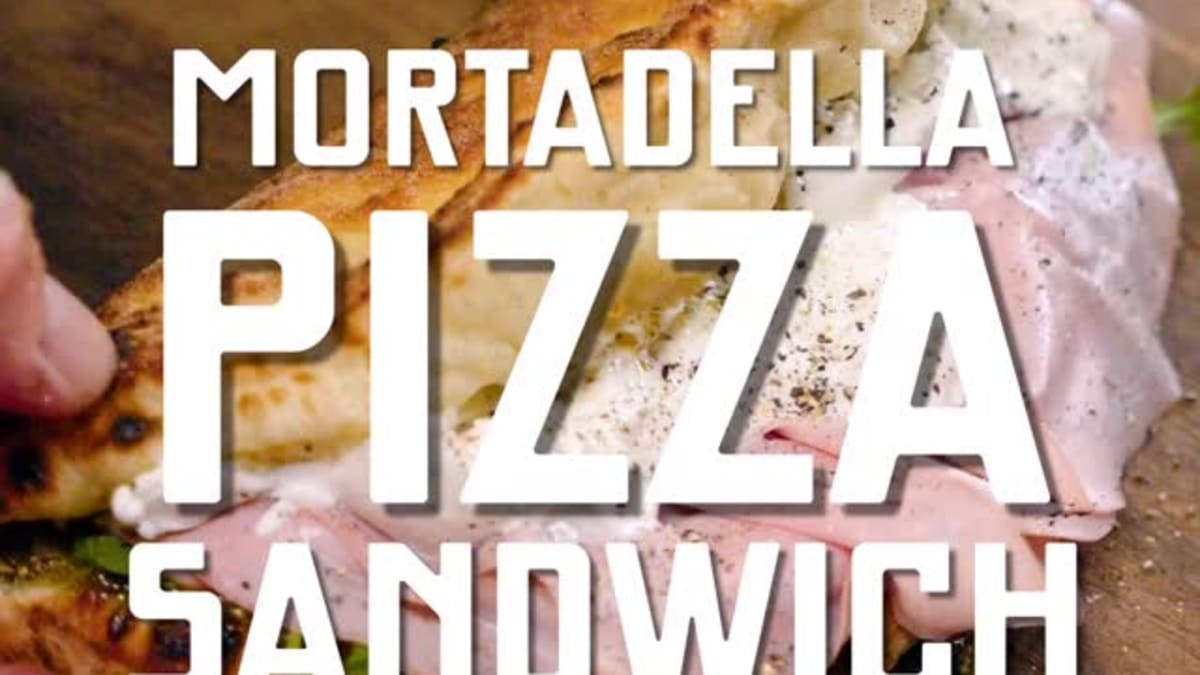 Mortadella Pizza Sandwich with Pistachio Pesto