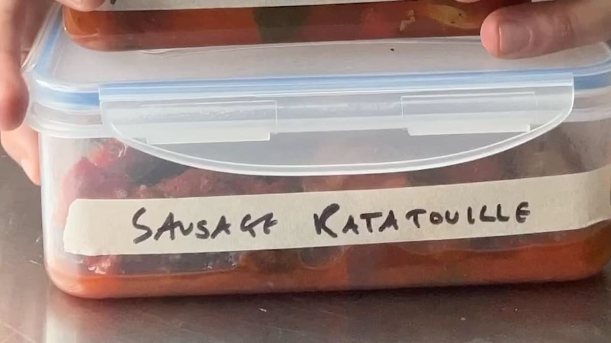 Ratatouille Tray Bake with Sausages and Spicy Harissa Pasta