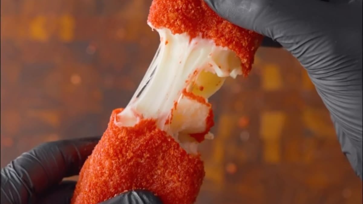 Cheetos-Flavored Ham & Cheese Sandwich with Corn Dog